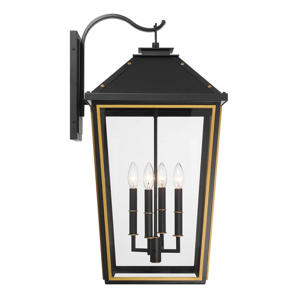 Crystorama HAW-604-MK-TG Matte Black,Textured Gold Hawkins 4 Light Matte Black Plus Textured Gold Outdoor Sconce Image 4