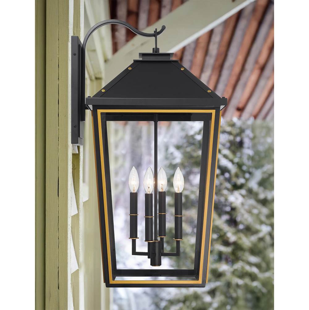 Crystorama HAW-604-MK-TG Matte Black,Textured Gold Hawkins 4 Light Matte Black Plus Textured Gold Outdoor Sconce Image 2