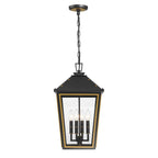 Crystorama HAW-605-MK-TG Matte Black,Textured Gold Hawkins 4 Light Matte Black Plus Textured Gold Outdoor Pendant Image 5