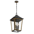 Crystorama HAW-605-MK-TG Matte Black,Textured Gold Hawkins 4 Light Matte Black Plus Textured Gold Outdoor Pendant Image 4