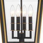 Crystorama HAW-605-MK-TG Matte Black,Textured Gold Hawkins 4 Light Matte Black Plus Textured Gold Outdoor Pendant Image 3