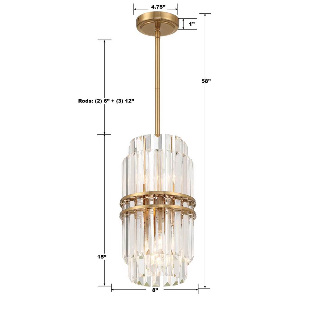 Crystorama HAY-1401-AG Aged Brass Hayes 4 Light Aged Brass Pendant Image 3