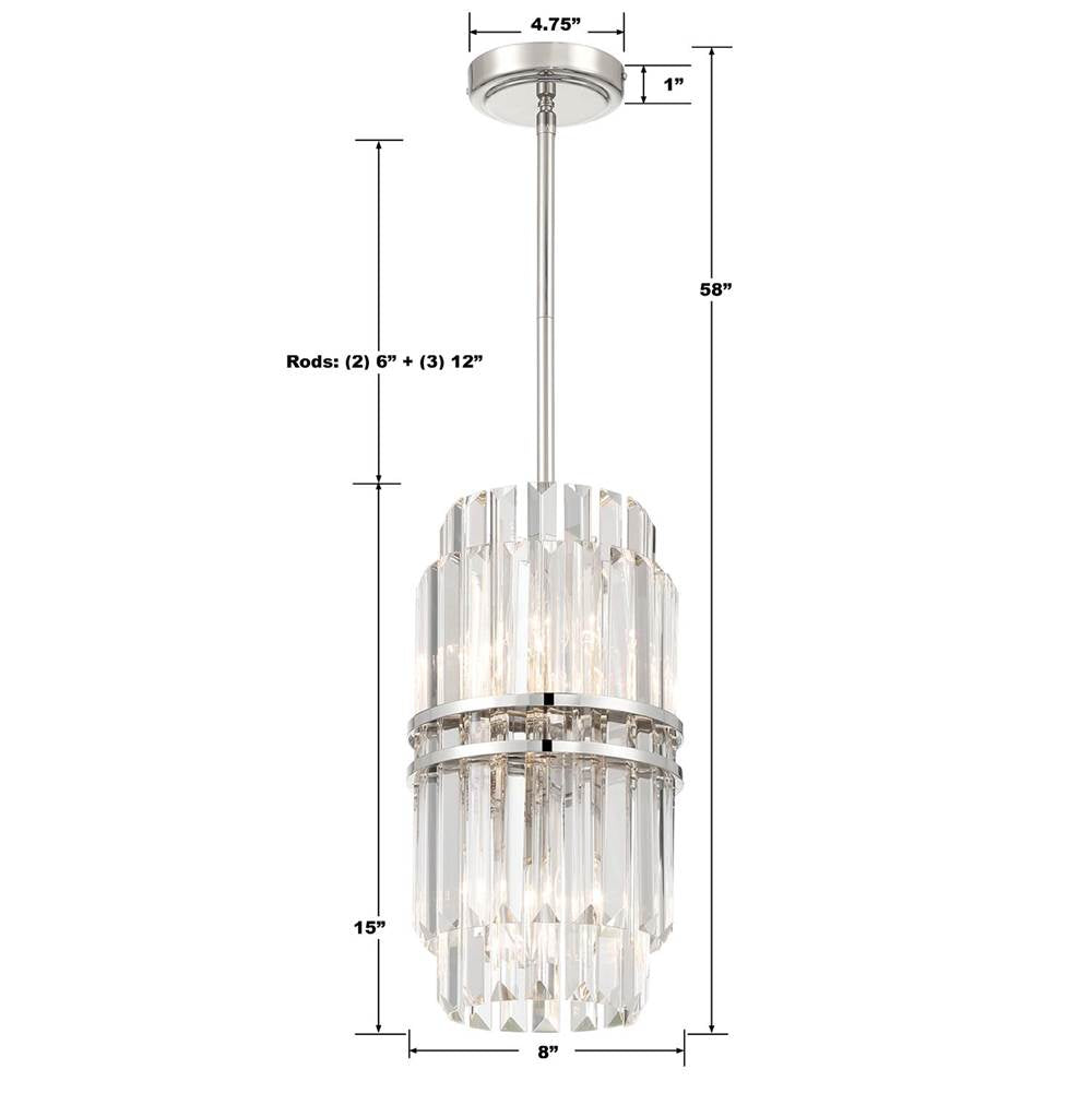 Crystorama HAY-1401-PN Polished Nickel Hayes 4 Light Polished Nickel Pendant Image 3