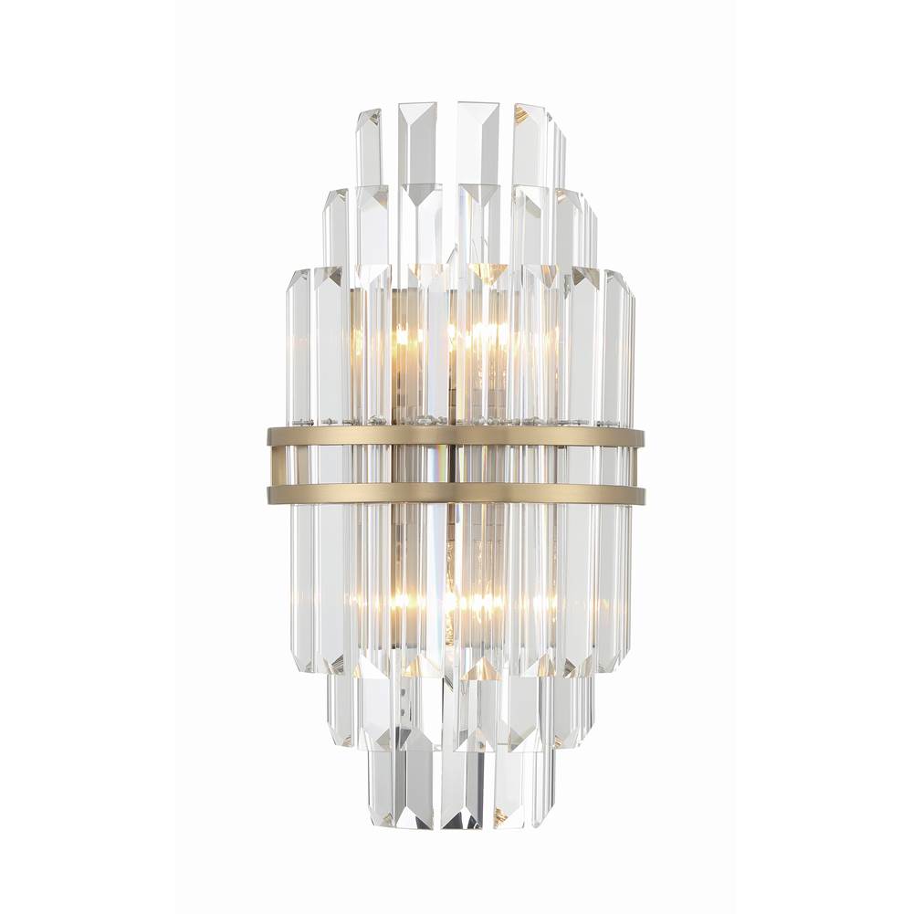 Crystorama HAY-1402-AG Aged Brass Hayes 2 Light Aged Brass Wall Mount Image 1