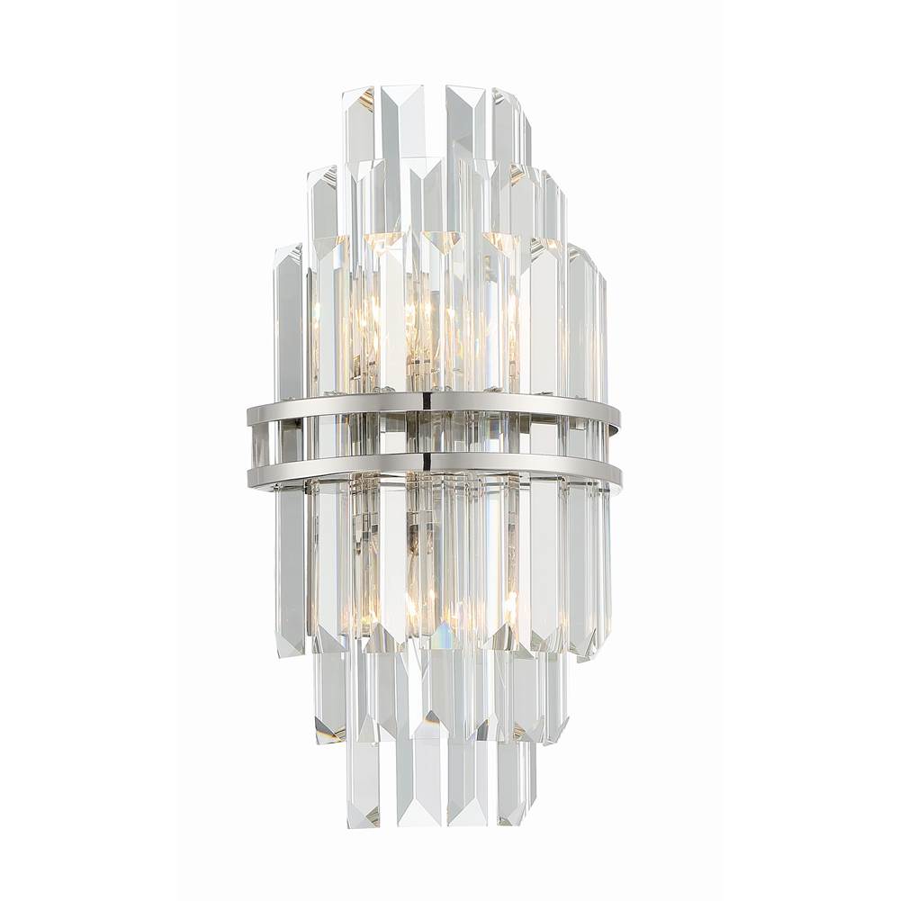 Crystorama HAY-1402-PN Polished Nickel Hayes 2 Light Polished Nickel Wall Mount Image 3