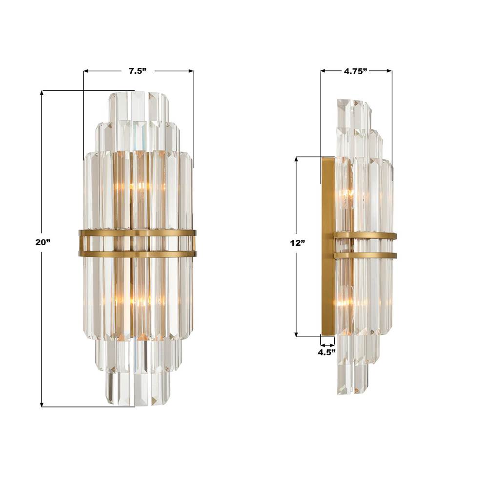 Crystorama HAY-1411-AG Aged Brass Hayes 7.5'' Aged Brass Sconce Image 2
