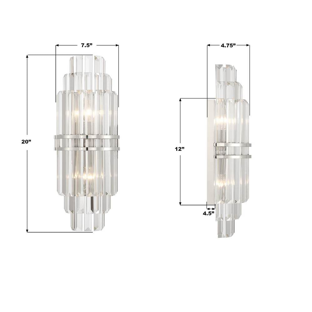 Crystorama HAY-1411-PN Polished Nickel Hayes 7.5'' Polished Nickel Sconce Image 2