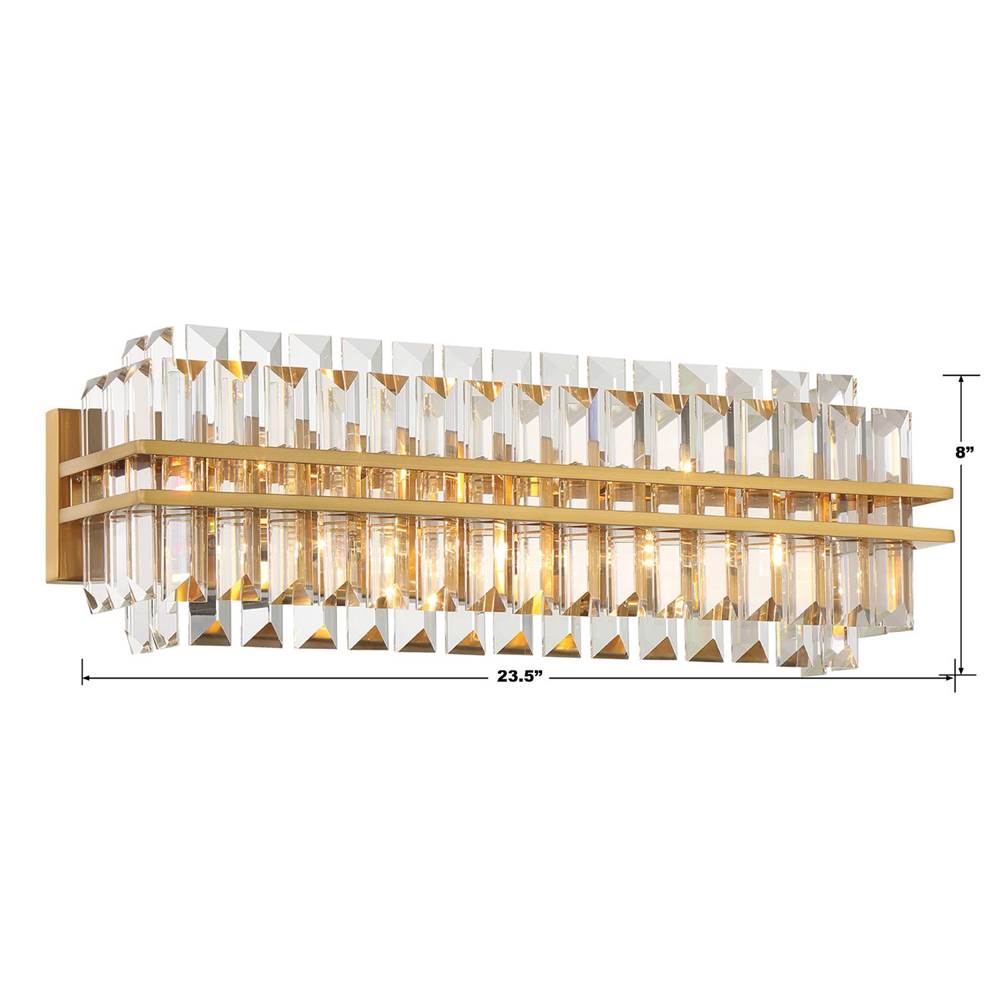 Crystorama HAY-1413-AG Aged Brass Hayes 4 Light Aged Brass Bathroom Vanity Image 3