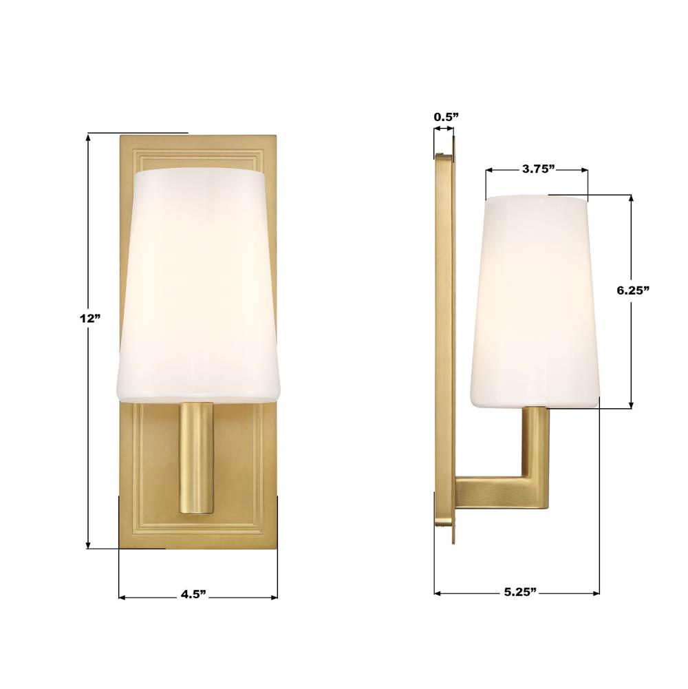 Crystorama HGN-3901-AG Aged Brass Hogan 4.5'' Aged Brass Sconce Image 2