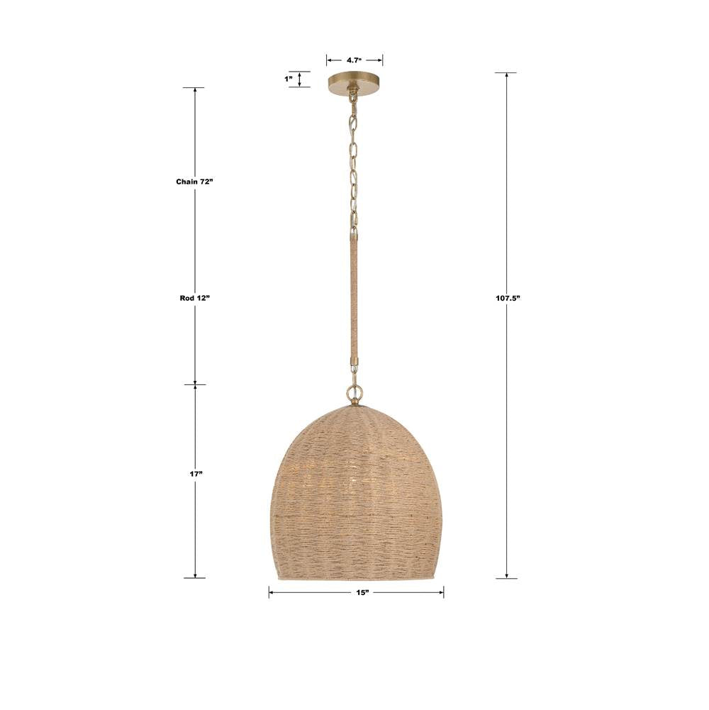 Crystorama JAC-10500-SG Soft Gold Jace 1 Light Soft Gold Pendant Image 2