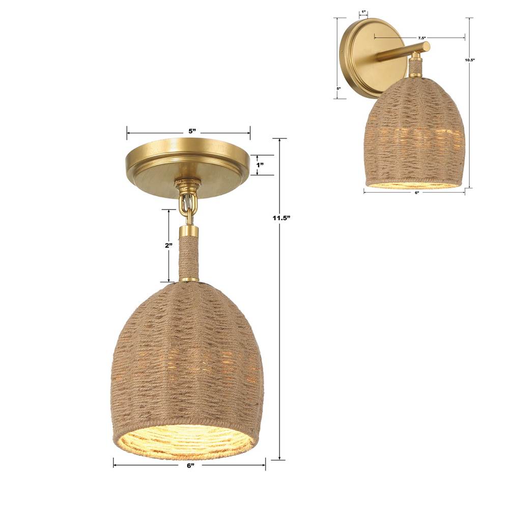 Crystorama JAC-10502-SG_CEILING Soft Gold Jace 1 Light Soft Gold Semi Flush Image 3