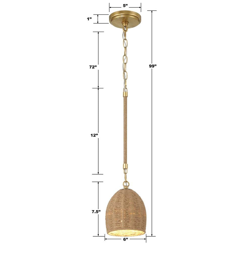 Crystorama JAC-10502-SG Soft Gold Jace 1 Light Soft Gold Mini Pendant Image 3