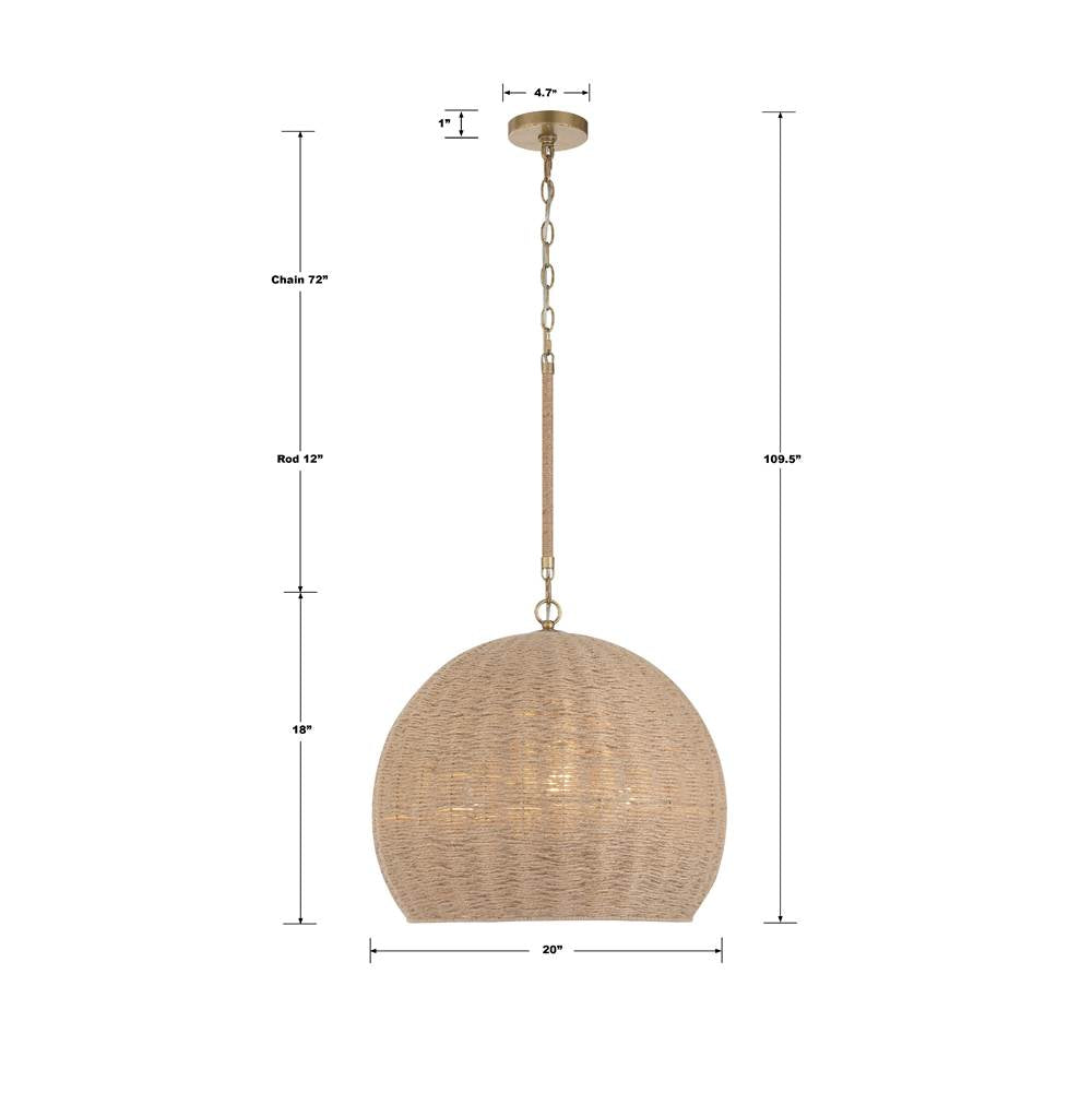 Crystorama JAC-10503-SG Soft Gold Jace 3 Light Soft Gold Pendant Image 2