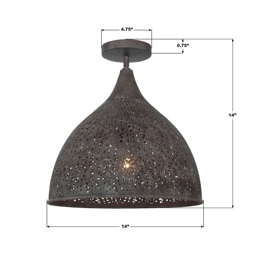 Crystorama JAS-A5010-FB_CEILING Forged Bronze Jasmine 14'' Forged Bronze Semi Flush Mount Image 3