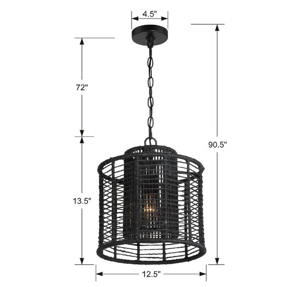 Crystorama JAY-A5001-MK Matte Black Jayna 1 Light Matte Black Pendant Image 2