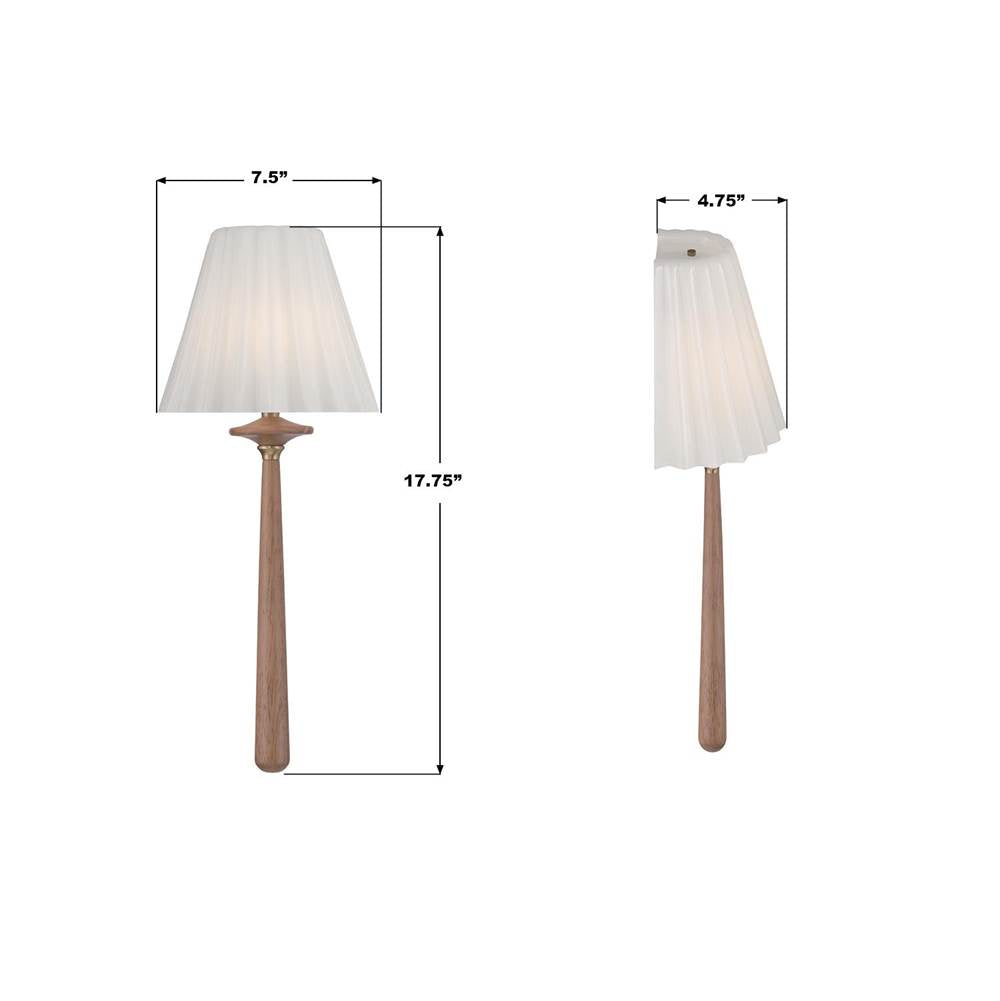 Crystorama JLS-2901-AG-WD Aged Brass,Wood Jules 7.5'' Led Aged Brass And Wood Sconce Image 2