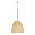Crystorama JSP-10533-MT Matte White Jasper 3 Light Matte White  Plus  Natural Wood Pendant Image 1