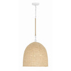 Crystorama JSP-10533-MT Matte White Jasper 3 Light Matte White  Plus  Natural Wood Pendant Image 1