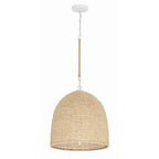Crystorama Jasper 3 Light Matte White  Plus  Natural Wood Pendant