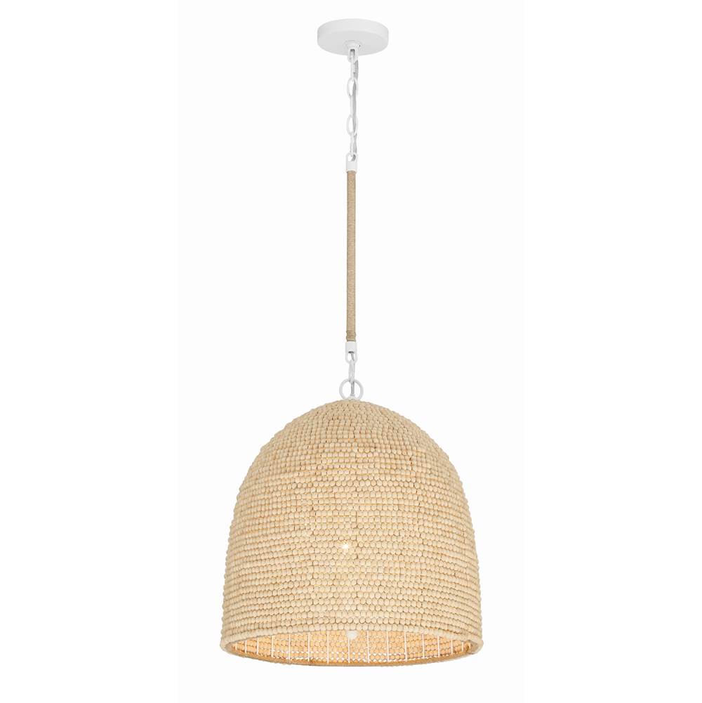 Crystorama JSP-10533-MT Matte White Jasper 3 Light Matte White  Plus  Natural Wood Pendant Image 7