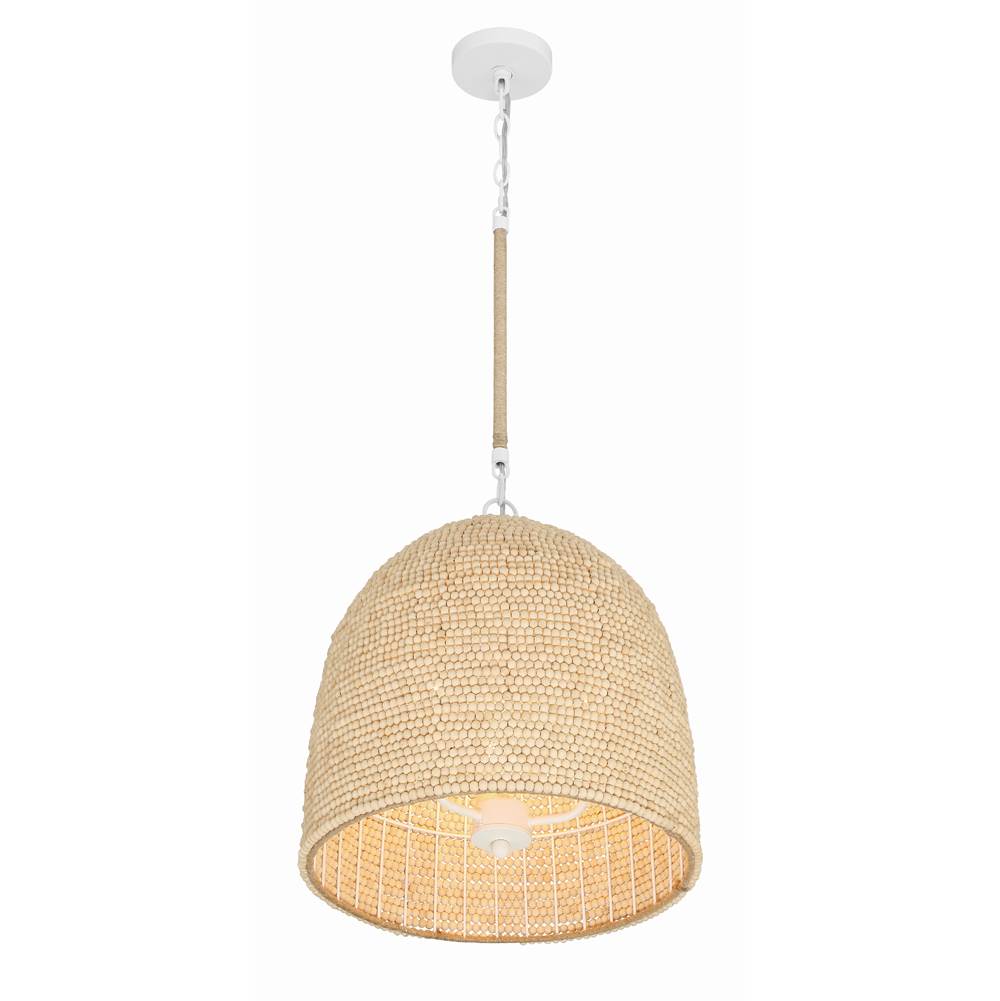 Crystorama JSP-10533-MT Matte White Jasper 3 Light Matte White  Plus  Natural Wood Pendant Image 6
