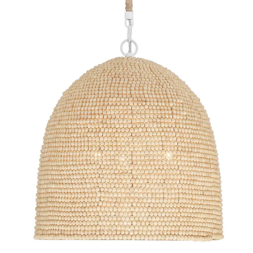 Crystorama JSP-10533-MT Matte White Jasper 3 Light Matte White  Plus  Natural Wood Pendant Image 5