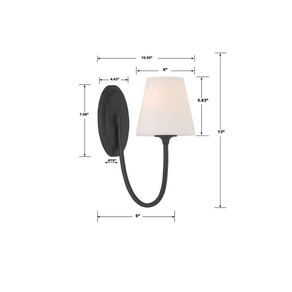 Crystorama JUN-10321-BF Black Forged Juno 1 Light Black Forged Wall Mount Image 2