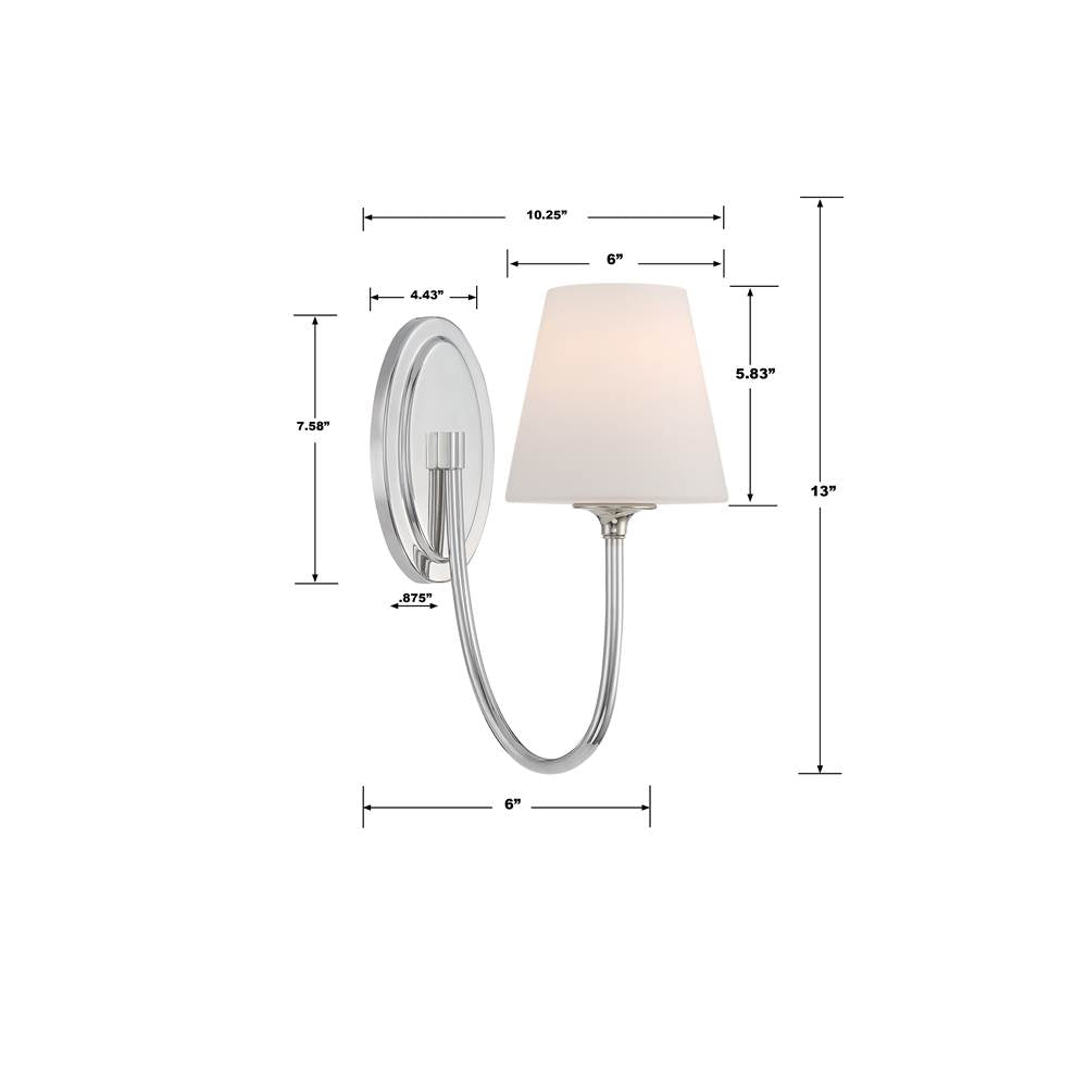 Crystorama JUN-10321-PN Polished Nickel Juno 1 Light Polished Nickel Wall Mount Image 2