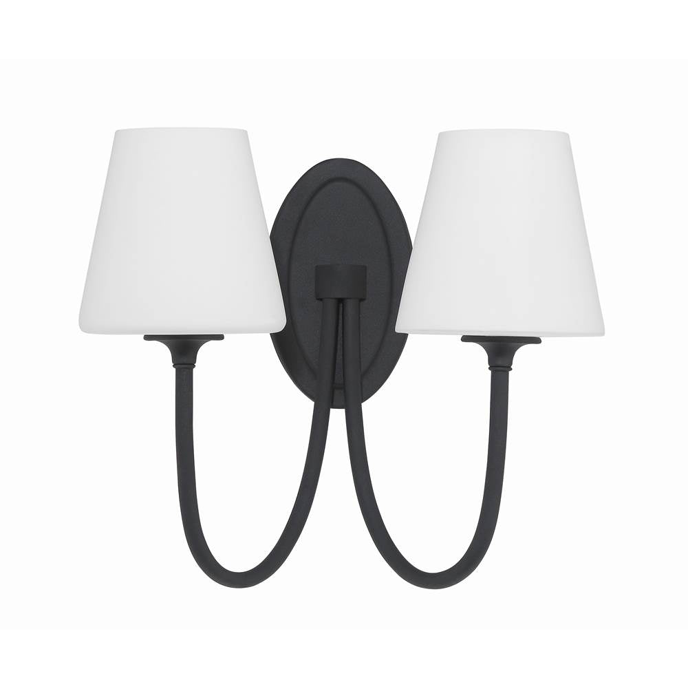 Crystorama Juno 2 Light Black Forged Wall Mount