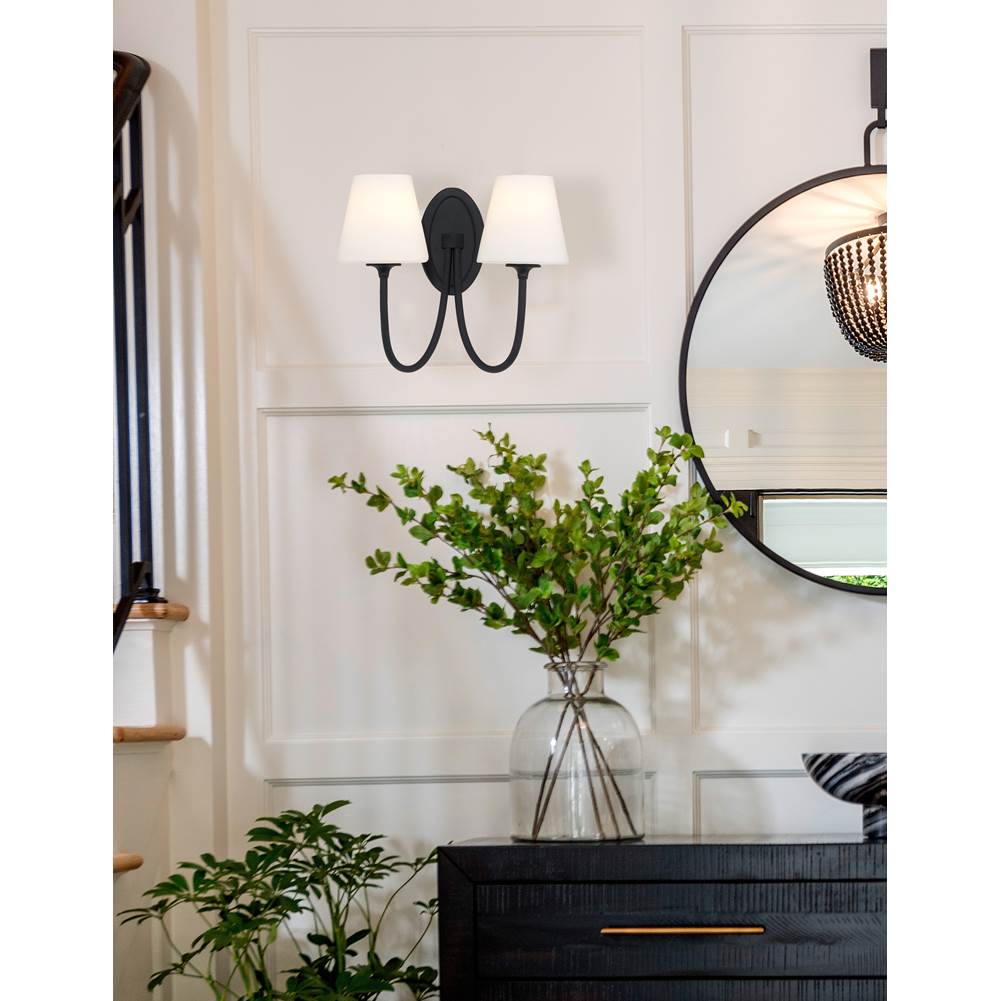 Crystorama JUN-10322-BF Black Forged Juno 2 Light Black Forged Wall Mount Image 3