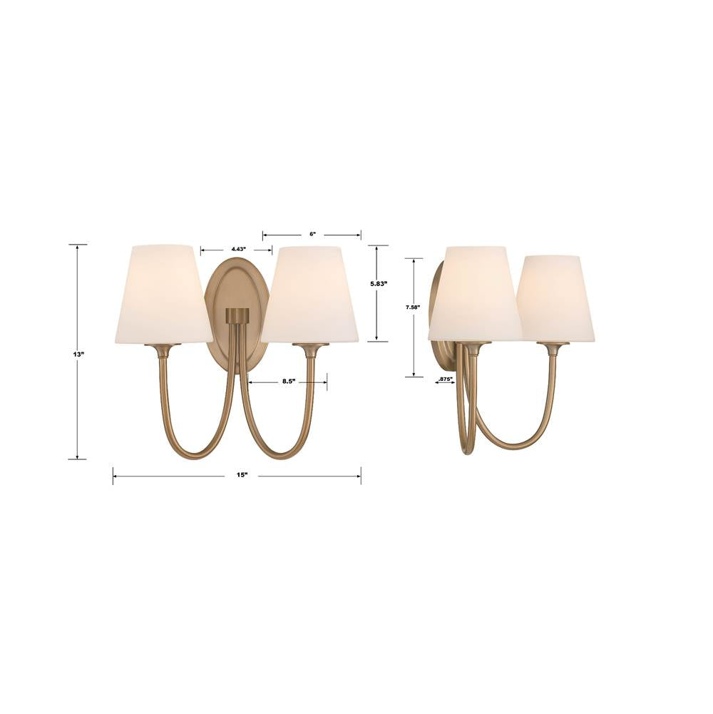 Crystorama JUN-10322-VG Vibrant Gold Juno 2 Light Vibrant Gold Wall Mount Image 2