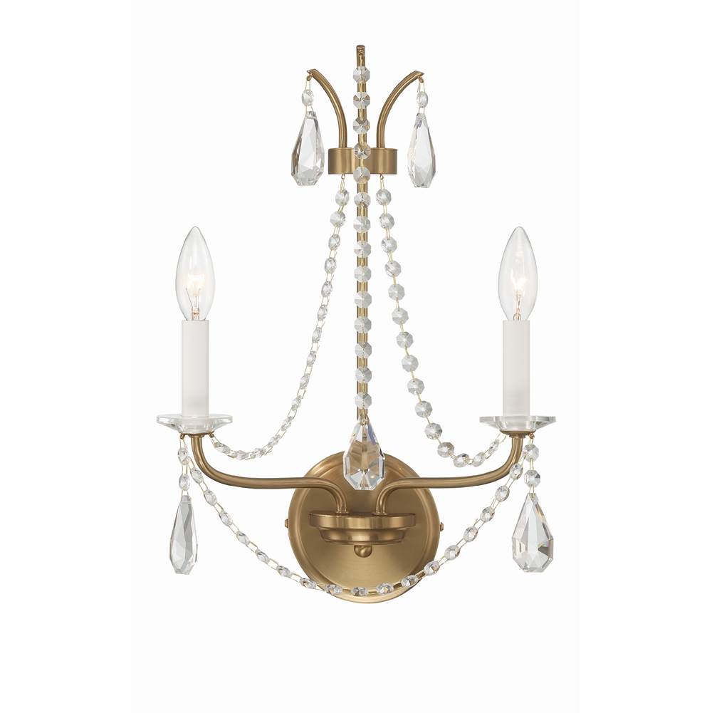 Crystorama KAR-90902-AG-CL-MWP Aged Brass Karrington 2 Light Aged Brass Wall Mount Image 1