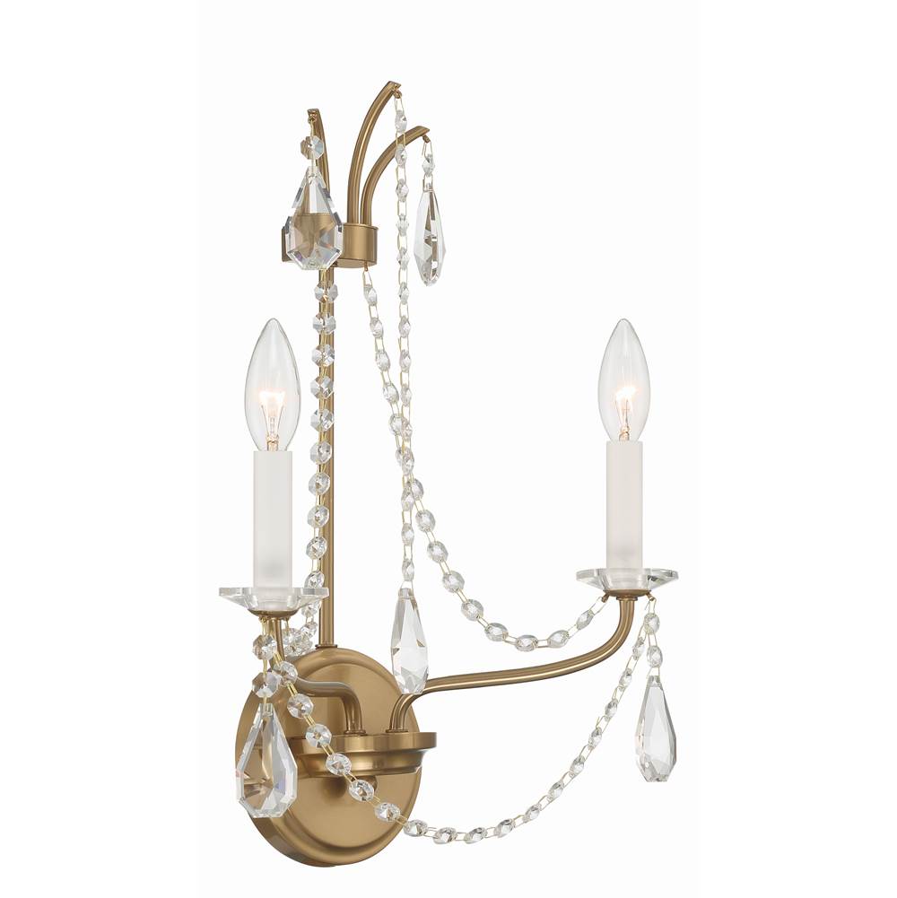 Crystorama KAR-90902-AG-CL-MWP Aged Brass Karrington 2 Light Aged Brass Wall Mount Image 4