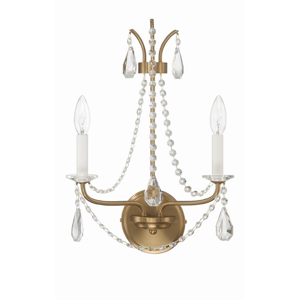 Crystorama KAR-90902-AG-CL-MWP Aged Brass Karrington 2 Light Aged Brass Wall Mount Image 3