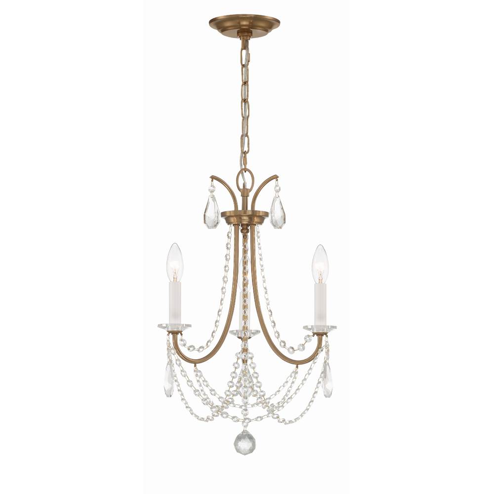 Crystorama KAR-90903-AG-CL-MWP Aged Brass Karrington 3 Light Aged Brass Mini Chandelier Image 1