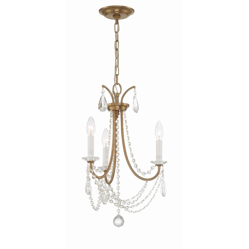 Crystorama KAR-90903-AG-CL-MWP Aged Brass Karrington 3 Light Aged Brass Mini Chandelier Image 4