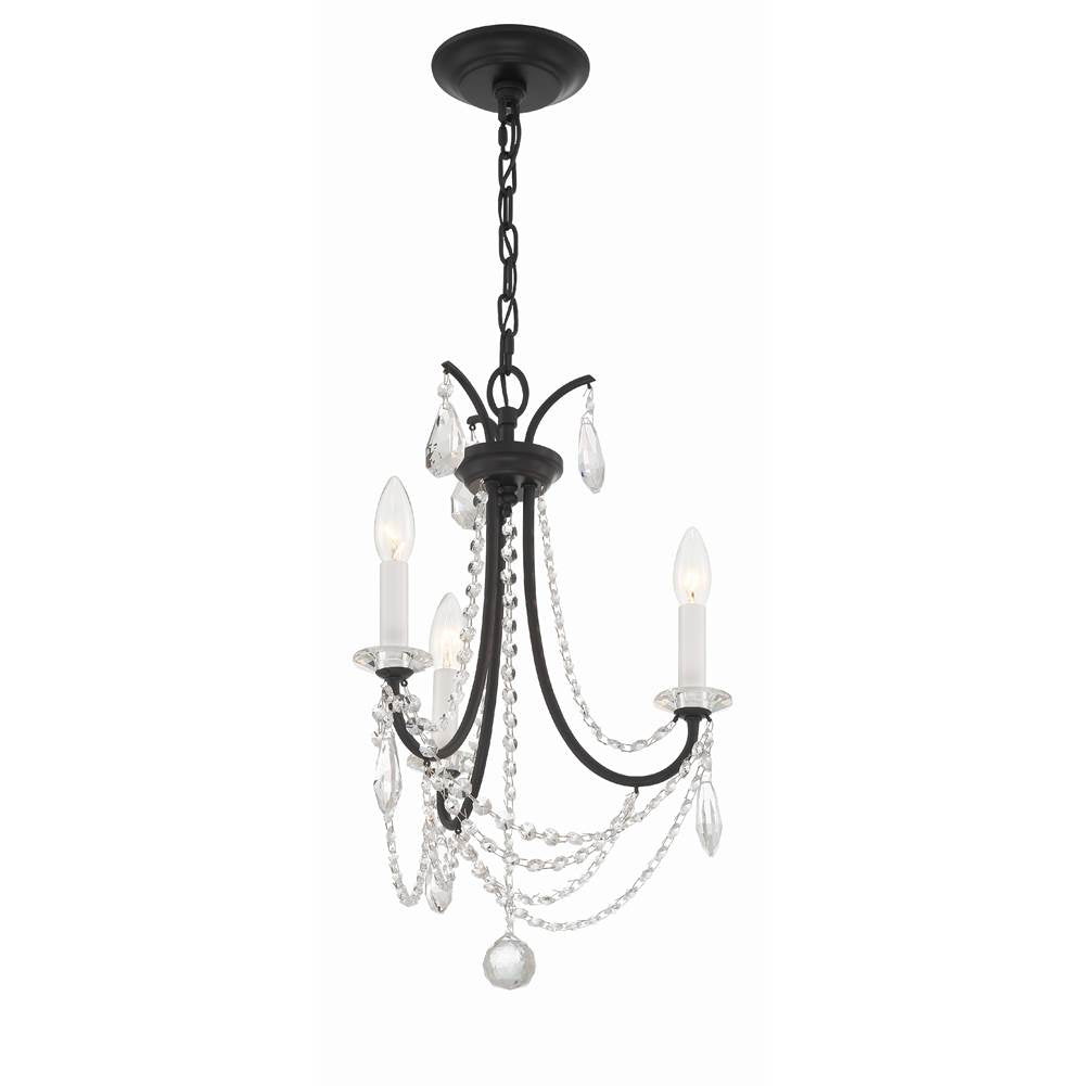Crystorama Karrington 3 Light Aged Brass Mini Chandelier