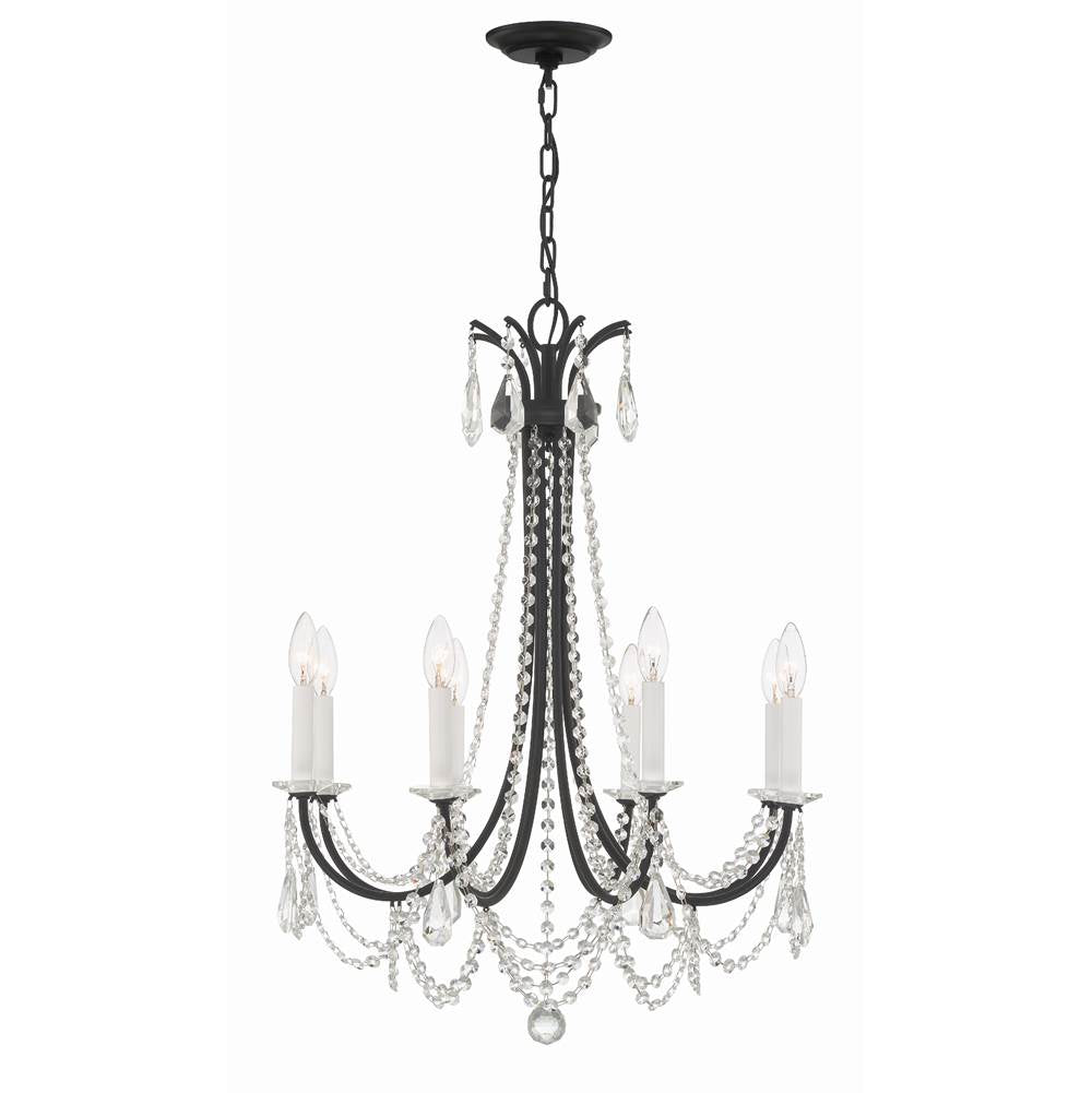 Crystorama KAR-90908-MK-CL-MWP Matte Black Karrington 8 Light Matte Black Chandelier Image 7