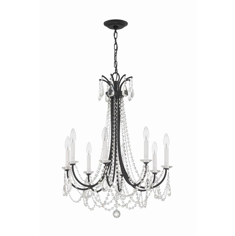 Crystorama KAR-90908-MK-CL-MWP Matte Black Karrington 8 Light Matte Black Chandelier Image 6