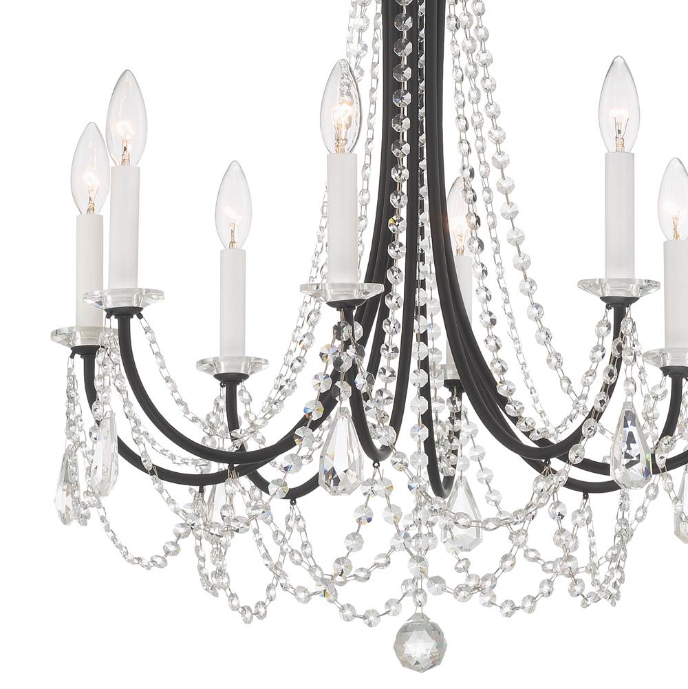 Crystorama KAR-90908-MK-CL-MWP Matte Black Karrington 8 Light Matte Black Chandelier Image 5