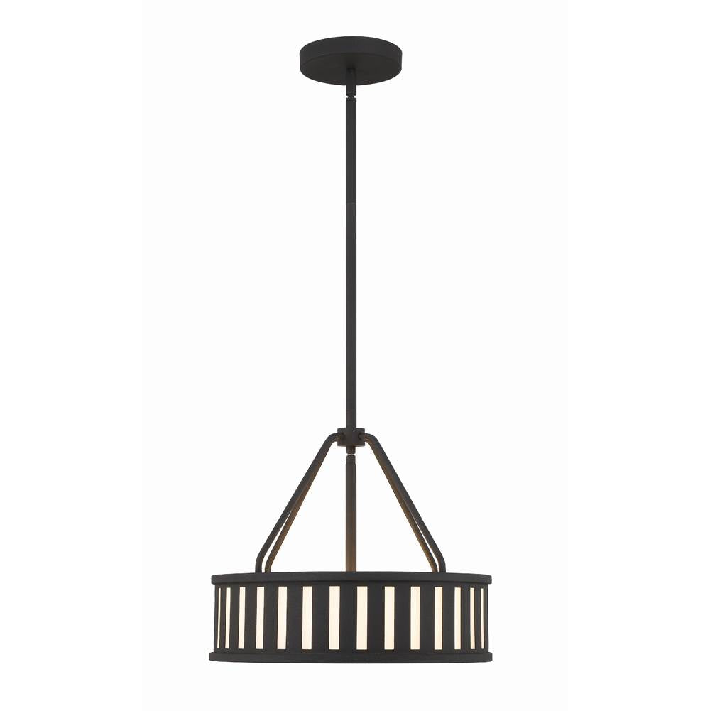 Crystorama KEN-8303-BF Black Forged Kendal 3 Light Black Forged Pendant Image 1