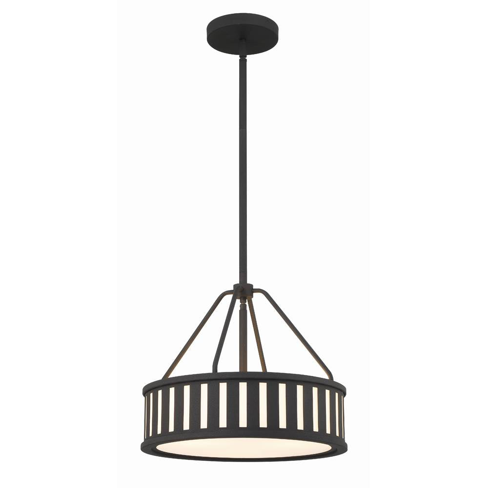 Crystorama Kendal 3 Light Black Forged Pendant