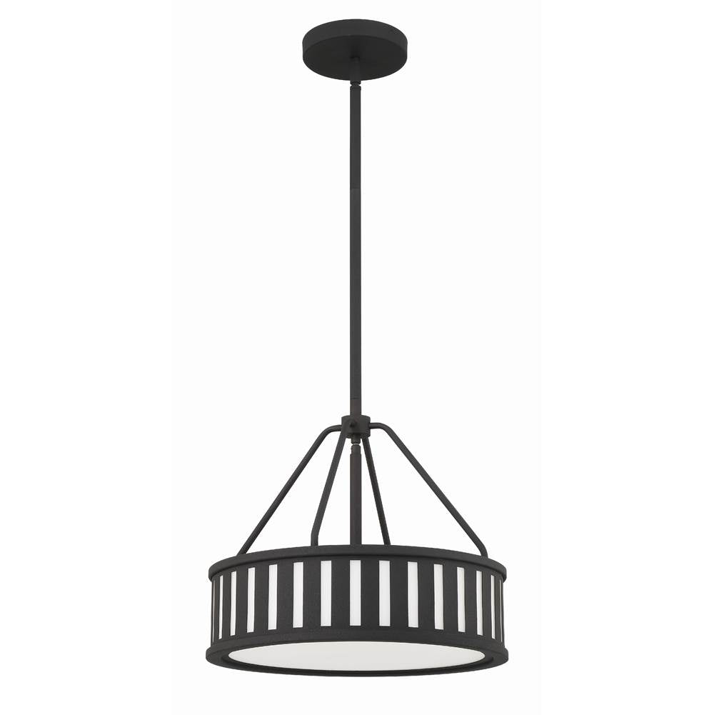 Crystorama KEN-8303-BF Black Forged Kendal 3 Light Black Forged Pendant Image 5