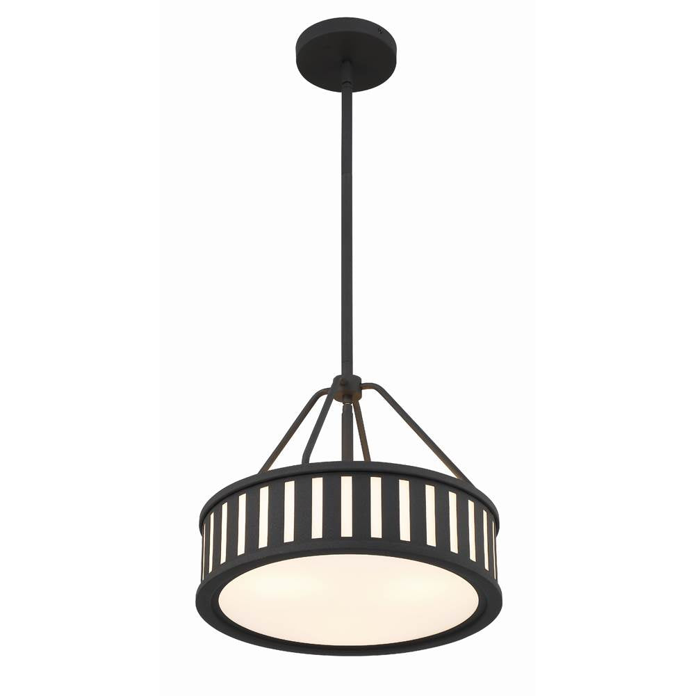 Crystorama KEN-8303-BF Black Forged Kendal 3 Light Black Forged Pendant Image 4