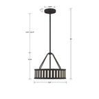Crystorama KEN-8303-BF Black Forged Kendal 3 Light Black Forged Pendant Image 2