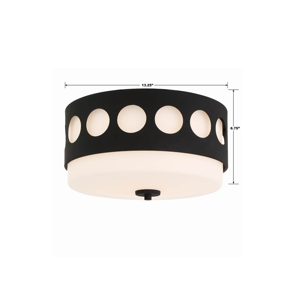 Crystorama Kirby 2 Light Black Forged Ceiling Mount