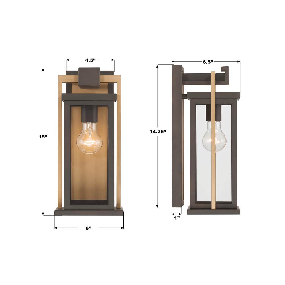 Crystorama LDL-901-TZ-TG Twilight Bronze,Textured Gold Lendel 6'' Twilight Bronze And Textured Gold Outdoor Sconce Image 2