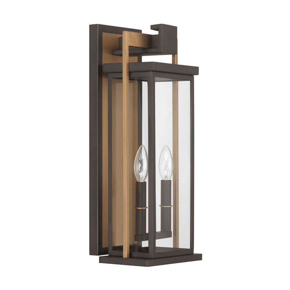 Crystorama Lendel 8'' Twilight Bronze And Textured Gold Outdoor Sconce