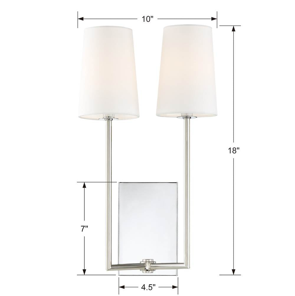 Crystorama Lena 2 Light Black Forged Wall Mount