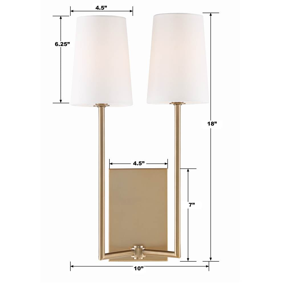 Crystorama LEN-252-VG Vibrant Gold Lena 2 Light Vibrant Gold Wall Mount Image 2